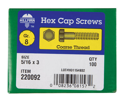Emery Jensen HEX Grade 8 Coarse bolt, 5/16 x 3 inches, heavy-duty fastener for industrial and construction use.