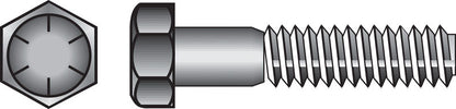 Emery Jensen Grade 8 Coarse Hex Bolt, 9/16 inch by 4 inches, showing the threaded shank and hex head for industrial fastening.