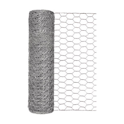 Emery Jensen 1"x18"x50' 20GA hex netting roll for fencing, garden, or craft projects with hexagonal pattern and durable wire construction.