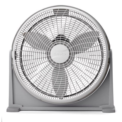 Emery Jensen 20-inch high velocity air circulator fan with metal blades and adjustable stand, ideal for cooling large spaces.