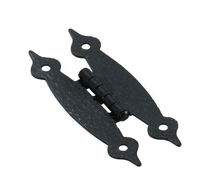 Emery Jensen cabinet hinge with black finish, flush wrap design, showcasing the hinge mechanism and mounting plate for kitchen cabinets.
