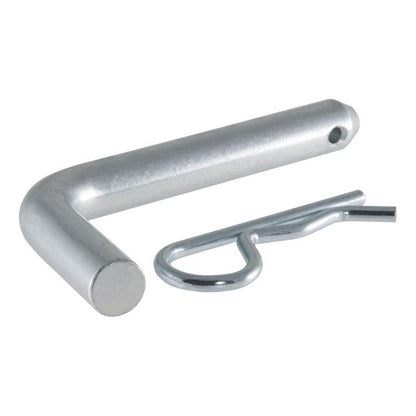 Emery Jensen hitch pin and clip in silver for hitch ball towing accessories, securely fastening trailer components.