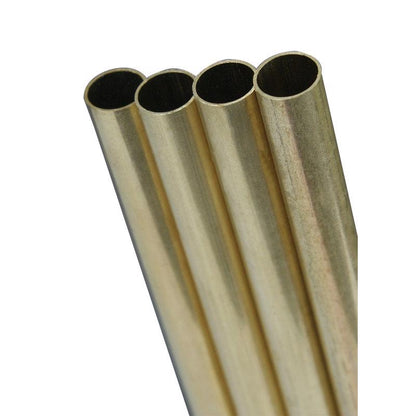 Round brass tube by Emery Jensen, 1/16 inch diameter and 12 inches long, suitable for hobby craft metal projects.