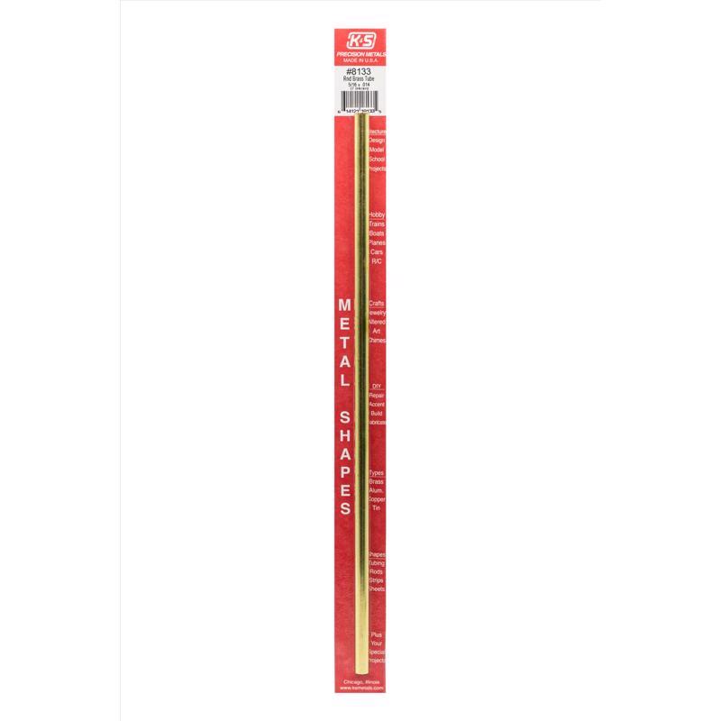 Round brass tube by Emery Jensen, 12x5/16 inches, for hobby craft projects, showing the shiny, smooth brass surface.
