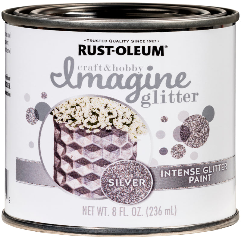 GLITTER PAINT SILVER 8OZ - Pack of 4