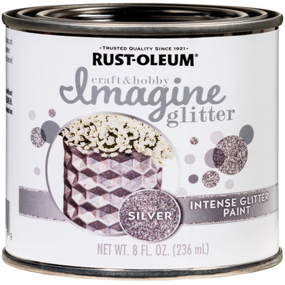 GLITTER PAINT SILVER 8OZ - Pack of 4