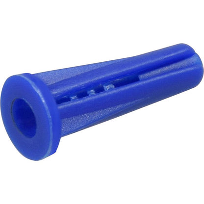 Plastic wall anchor for hollow walls, 6-8X3/4 inch, by Emery Jensen, shown in a close-up of the anchor and wall installation.