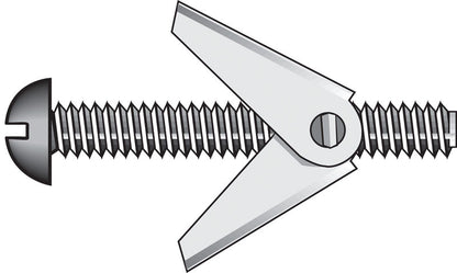 Emery Jensen hollow wall toggle bolt 3/16x3 inches shown in use for securing fixtures in wall.