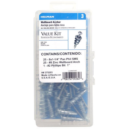 Emery Jensen WALLBOARD ANC KIT 21nc#8 for hollow wall installation, shown with mounting components and hardware.