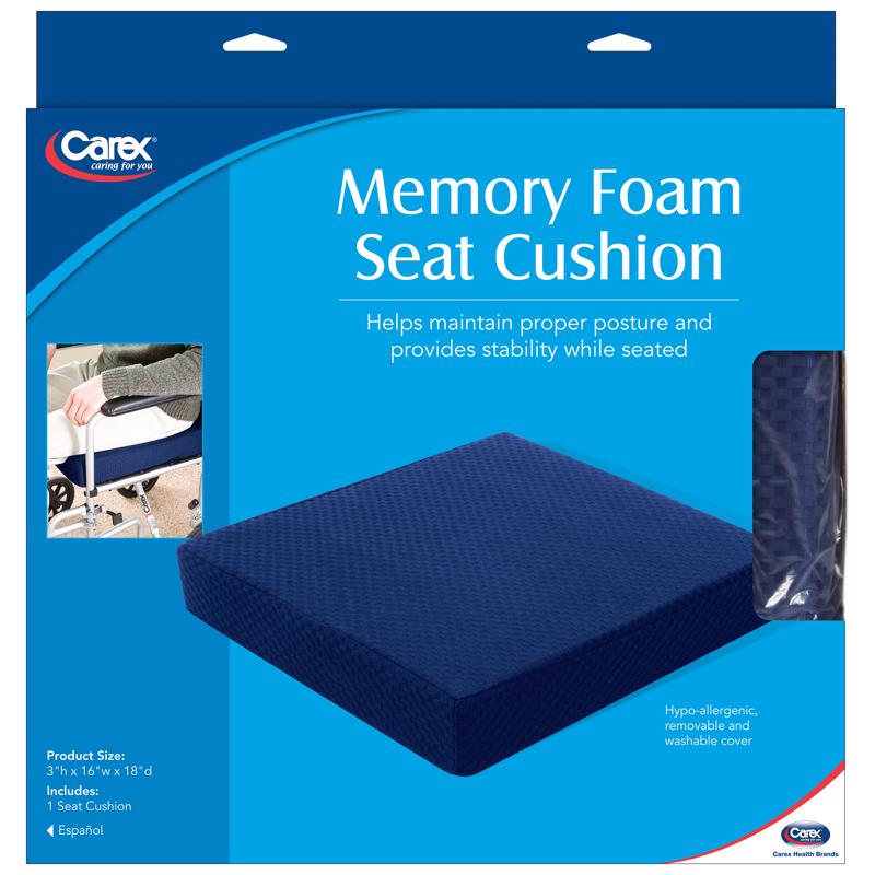 Emery Jensen navy blue 3-inch chair seat cushion, home healthcare accessory with soft padding for added comfort.