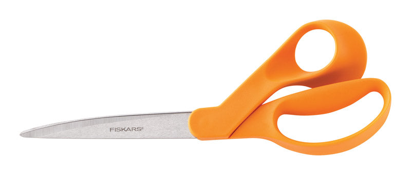 Emery Jensen 9-inch bent-handle home and office scissors with stainless steel blades for precise cutting.