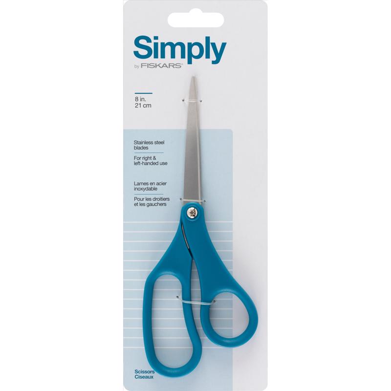 Emery Jensen 8-inch straight home and office scissors with stainless steel blades for precise cutting.