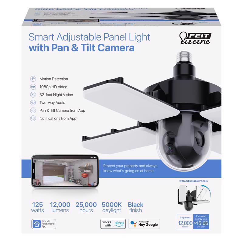 Black WiFi security camera from Emery Jensen, home security system with surveillance lens and mounting bracket.