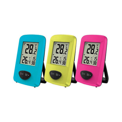 Digital in/out thermometer by Emery Jensen, showing temperature readings on a clear display for home use.