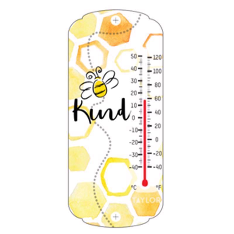 Six Emery Jensen Bee 8-inch dial thermometers, home thermometers with bee design, displayed together in a pack.