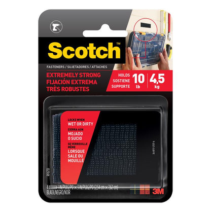 Black 1x3-inch hook and loop fasteners by Emery Jensen, shown in a close-up image highlighting the textured surface and strong fastening strip.