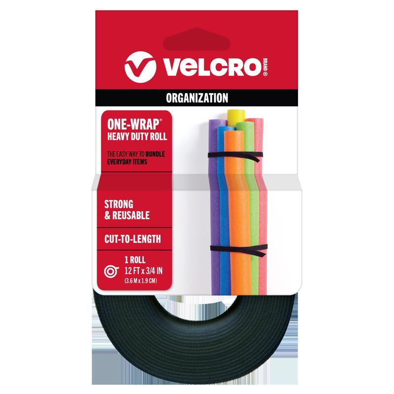 Emery Jensen one-wrap tie roll 12-inch hook and loop fasteners, versatile cable and cord management solution.
