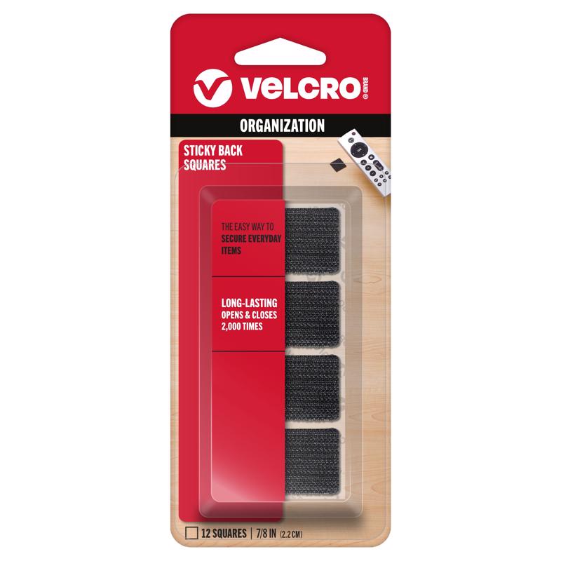 VELCRO SQ BLK 7/8" SET12 - Pack of 6
