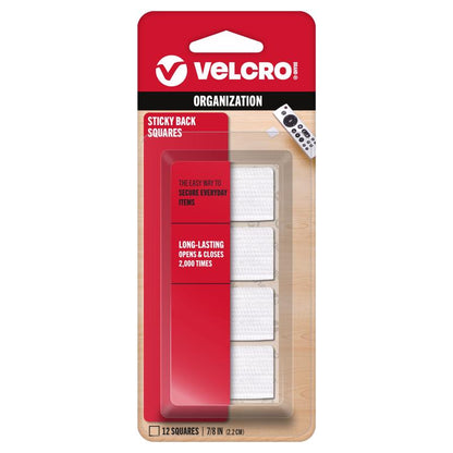 VELCRO SQUARE STICKY WHT - Pack of 6