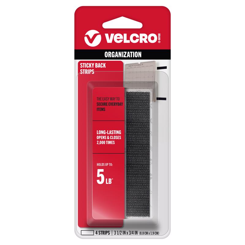 VELCRO STRIP 4" BLACK - Pack of 6