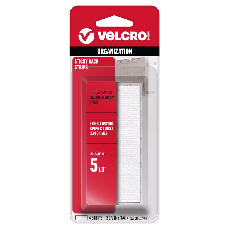 VELCRO STRIP 4" WHITE - Pack of 6