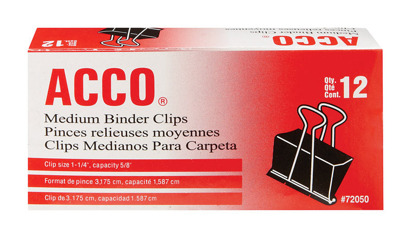 Emery Jensen medium binder clips with hooks, set of 12, for organizing papers and documents.