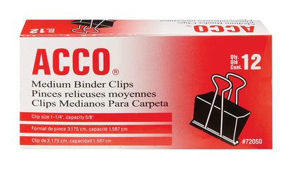 Emery Jensen medium binder clips with hooks, set of 12, for organizing papers and documents.