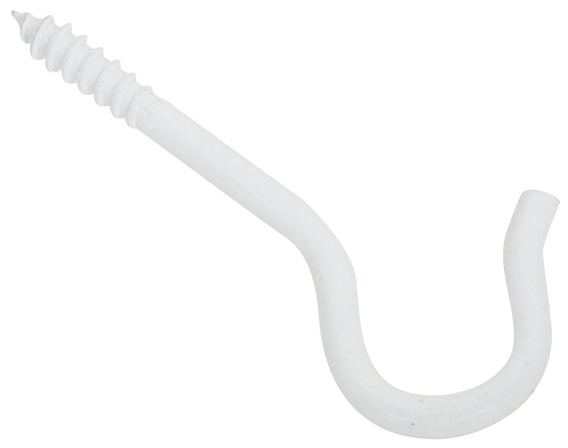 White ceiling hooks from Emery Jensen, showing a close-up of the hooks mounted on the ceiling for hanging items.