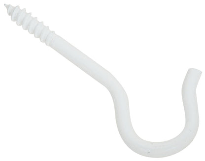 White ceiling hooks from Emery Jensen, showing a close-up of the hooks mounted on the ceiling for hanging items.