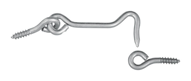 Emery Jensen hook and eye latch set, 2-1/2-inch steel hooks and eyes for secure fastening and closure.