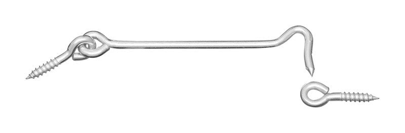 Emery Jensen hook and eye set, zinc plated 6-inch hooks and eyes for secure fastening and versatile sewing or craft projects.