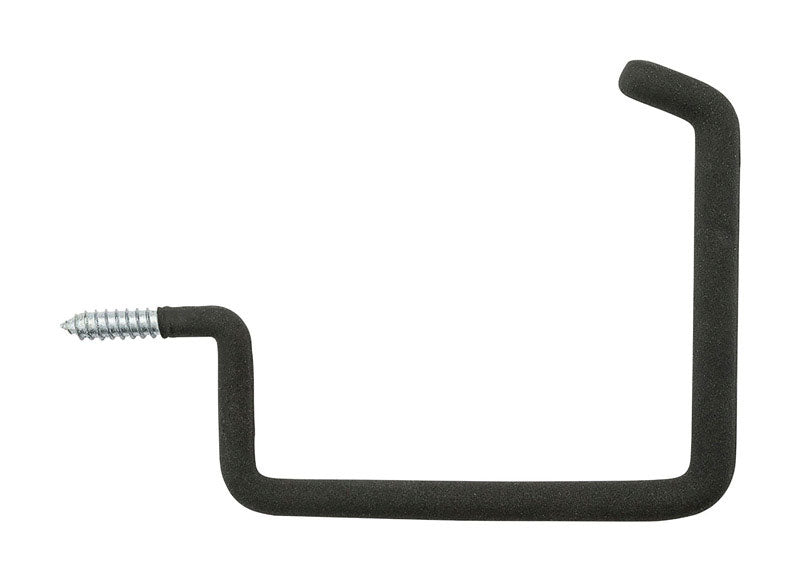 Large black storage hook with screw from Emery Jensen, ideal for organizing and hanging items in various spaces.