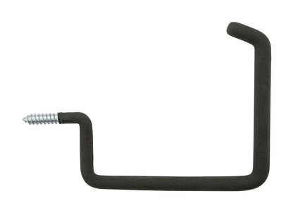 Large black storage hook with screw from Emery Jensen, ideal for organizing and hanging items in various spaces.