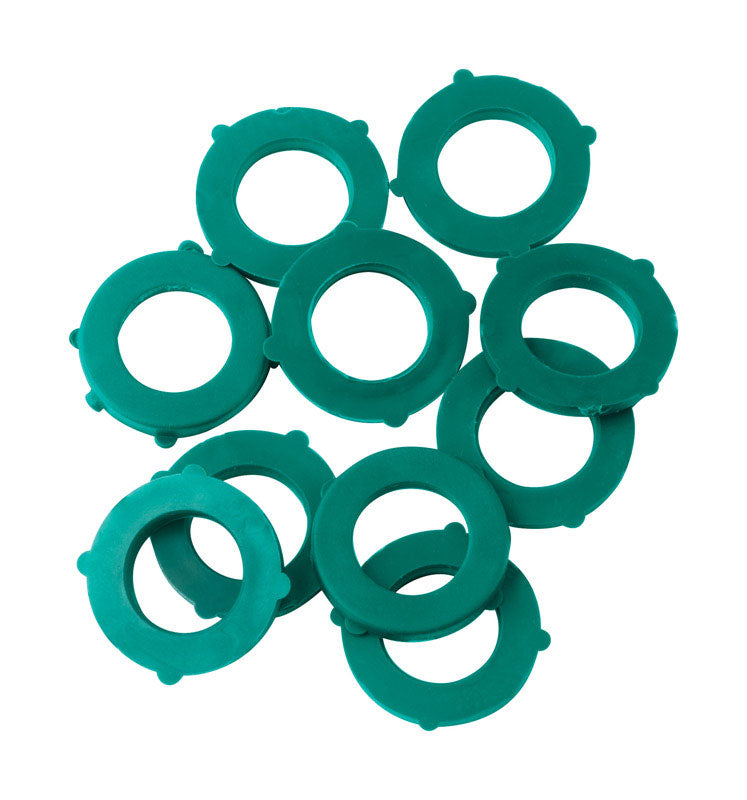 Set of 10 vinyl hose washers for hose repair and adapters by Emery Jensen, suitable for garden hoses and outdoor watering.
