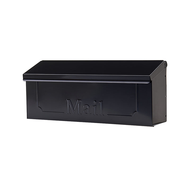 Black Emery Jensen townhouse house-mounted mailbox with a modern design and a secure locking feature.