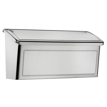 Emery Jensen wall-mounted mailbox model Venice MLBX SS, durable stainless steel design for residential mail delivery.