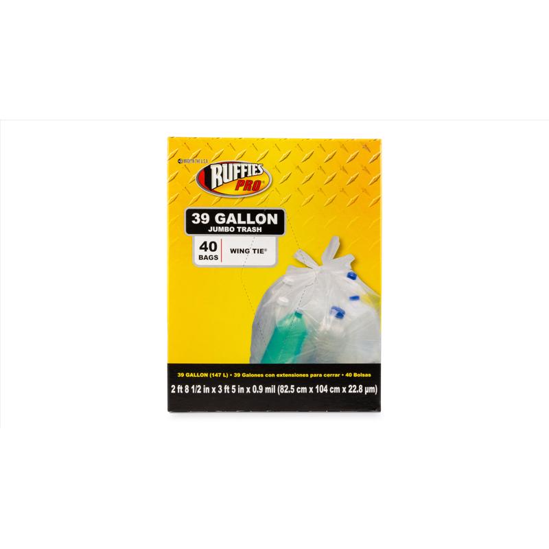 Emery Jensen CLR Bag 39G household trash bags with tie closures, 40-count, durable waste disposal for home use.