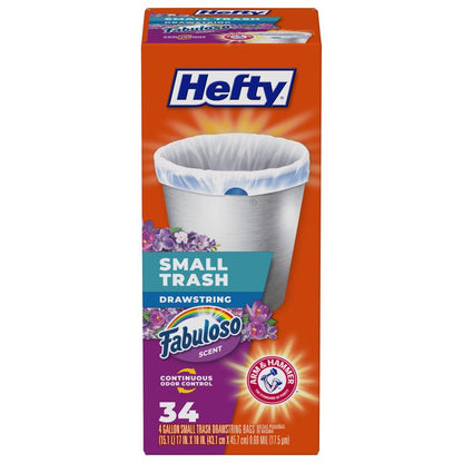 Emery Jensen household trash bags, 4-gallon size, 34-pack, durable plastic trash bags for light waste disposal.