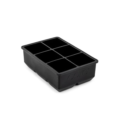 Emery Jensen 6-cube ice tray in black onyx, flexible silicone mold for making ice cubes.