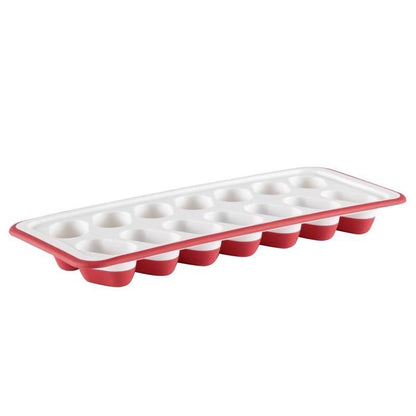 White Emery Jensen ice cube tray with flexible silicone mold for making clear, uniform ice cubes.