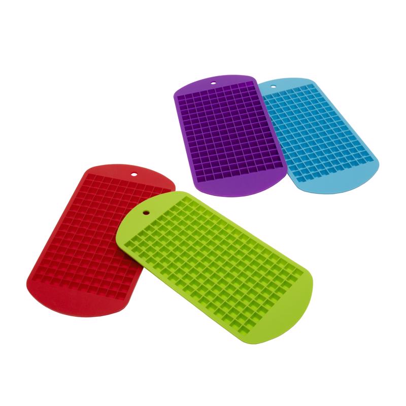 Blue silicone ice cube tray by Emery Jensen for easy ice cube mold and tray use.
