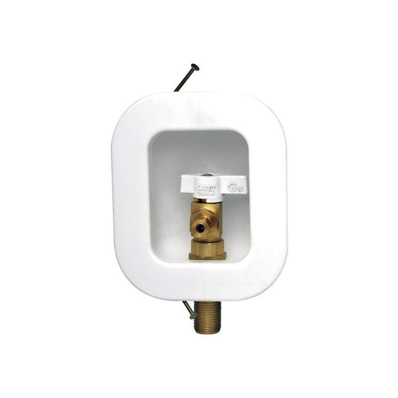 Emery Jensen ice maker outlet box kit for ice maker installation, gray plastic box with mounting features.
