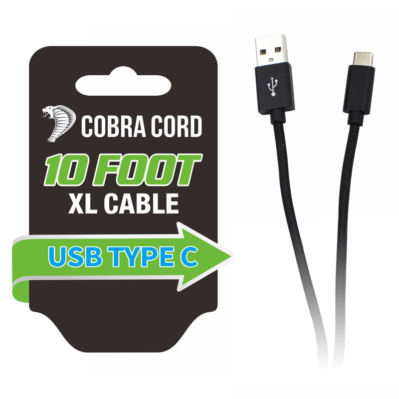 Pack of 12 Emery Jensen impulse novelty 10-foot cell phone charging cables, black with colorful accents.