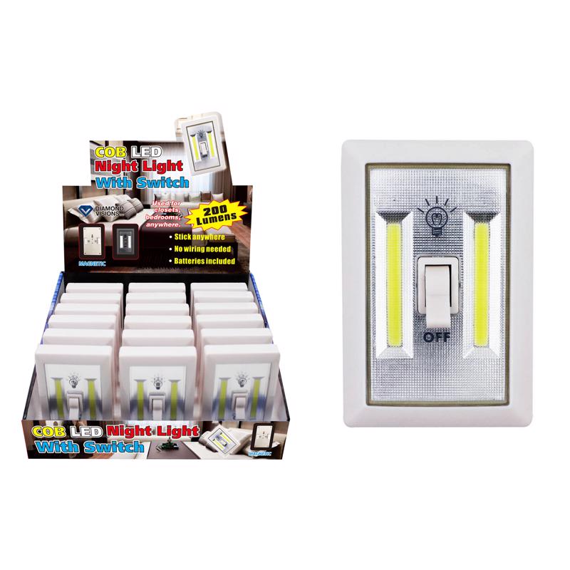 Set of 18 Emery Jensen COB LED nightlights with switches, impulse/novelty style for indoor lighting.