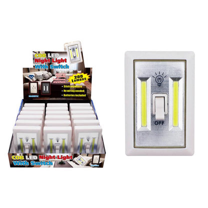 Set of 18 Emery Jensen COB LED nightlights with switches, impulse/novelty style for indoor lighting.