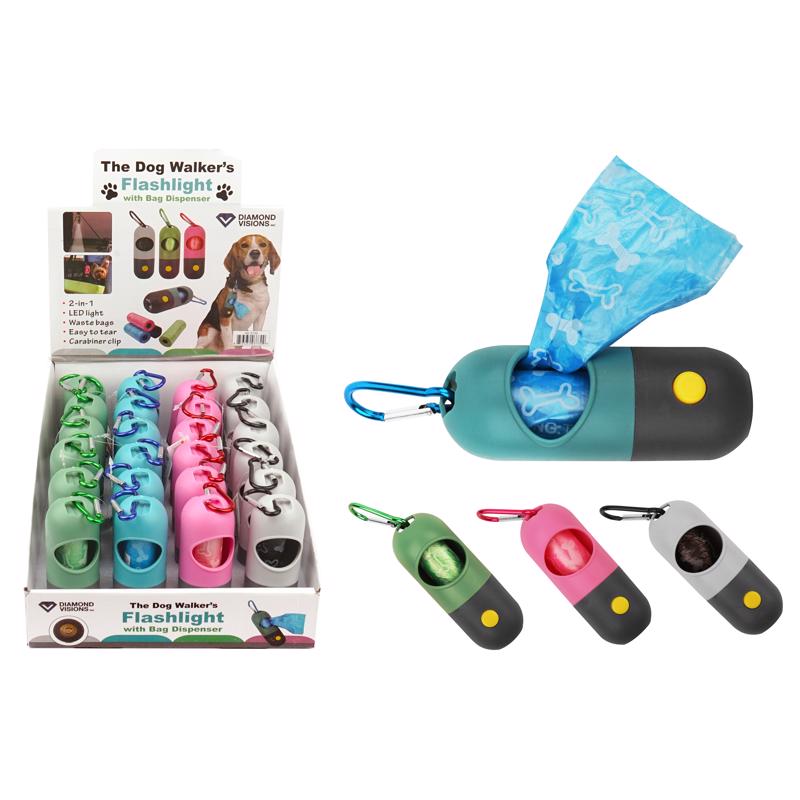 Emery Jensen Dog Bag Flashlight LED pack of 24, impulse novelty pet accessories with bright LED lights for visibility.