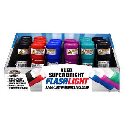 FLASHLIGHT 9-LED ASST - Pack of 24