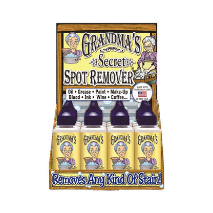 Pack of 16 Grandma's Spot Remover Emery Jensen impulse novelty cleaning products in colorful packaging.
