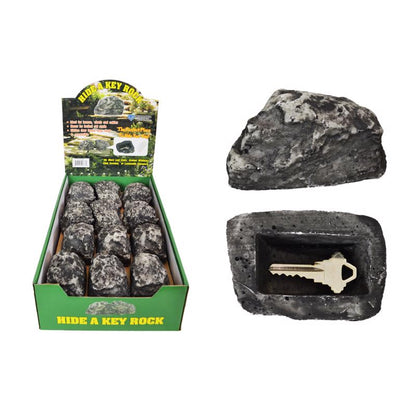 Pack of 24 Emery Jensen HIDE a KEY ROCK impulse novelty toys, small stone-like hiding spots for keys or surprises.