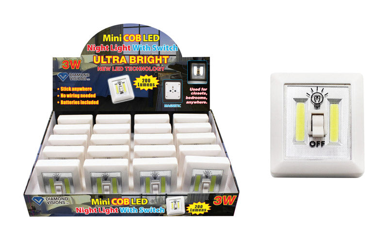 Pack of 20 Emery Jensen impulse novelty night lights with switch, white color, ideal for home or bedroom lighting.